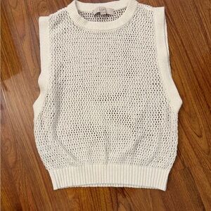 LOFT Ivory Open-Knit Sweater Vest